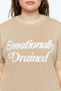 TAUPE/WHITE Plus Size Emotionally Drained Graphic Tee, image 5
