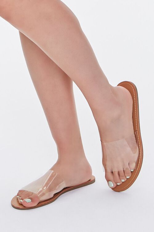 CLEAR Transparent-Strap Flat Sandals, image 1