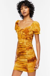 GOLD/MULTI Ruched Tie-Dye Mini Dress, image 1
