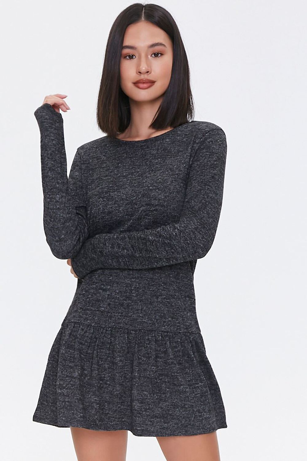 CHARCOAL French Terry Drop Waist Dress, image 1
