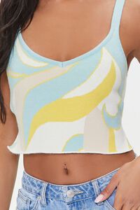 CREAM/MULTI Sweater-Knit Abstract Print Crop Top, image 5