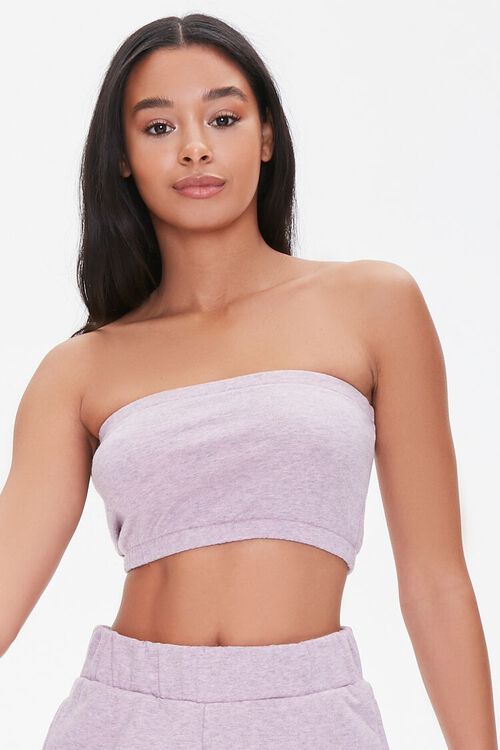 LAVENDER/BLACK French Terry Cropped Tube Top, image 1