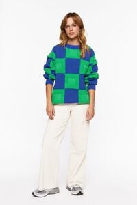 BLUE/GREEN Fuzzy Checkered Sweater, image 4