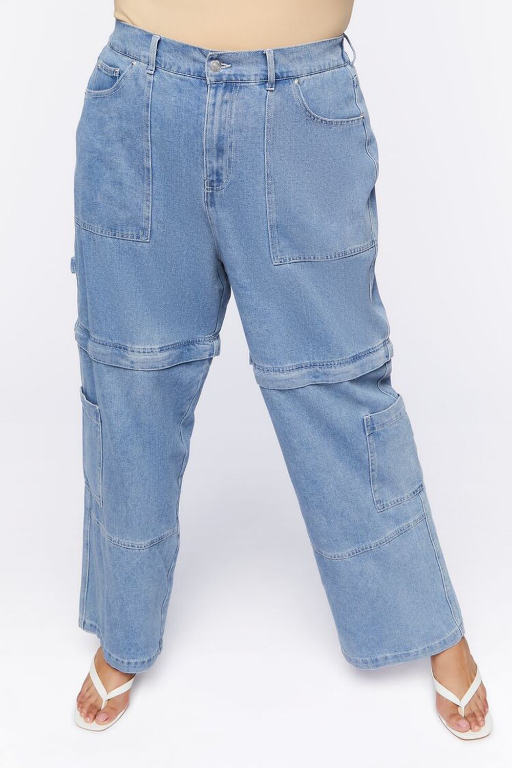 Plus Size Cargo Zip-Off Jeans