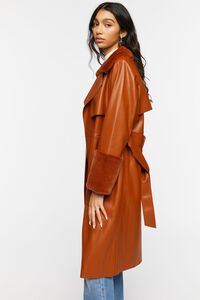 GINGER Faux Leather Belted Trench Coat, image 6