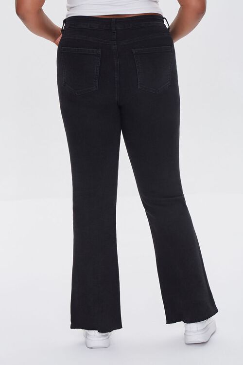 WASHED BLACK Plus Size Frayed Flare Jeans, image 4