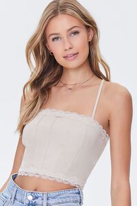 Lace-Trim Cropped Cami, image 1