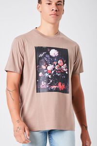 TAUPE/MULTI Flower Painting Graphic Tee, image 1
