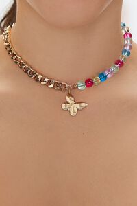 GOLD/PURPLE Butterfly Beaded Choker Necklace, image 1