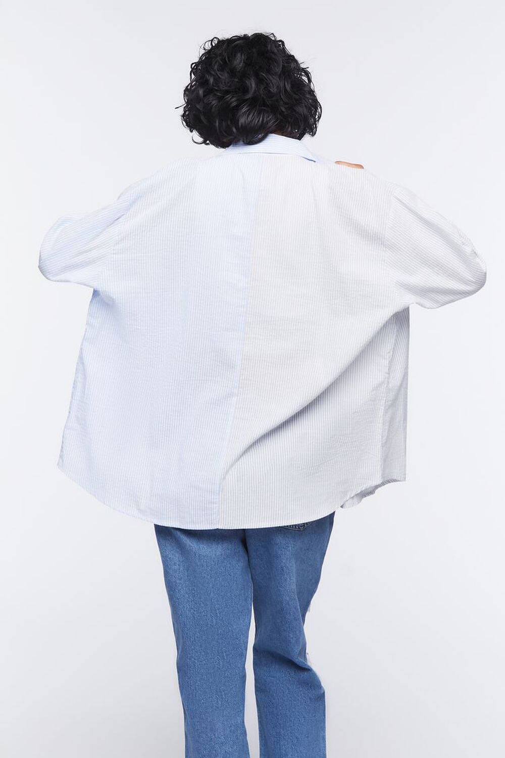 WHITE/MULTI Striped Colorblock Poplin Shirt, image 3