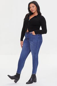 BLACK Plus Size Ribbed Zip-Up Sweater, image 4