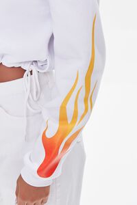 WHITE/MULTI Cropped Flame Hoodie, image 5