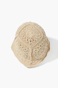 TAN Crochet Scalloped-Trim Bucket Hat, image 3