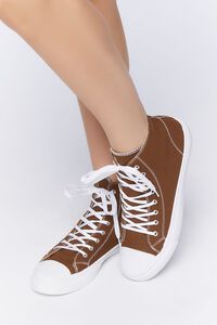 BROWN Lace-Up High-Top Sneakers, image 1