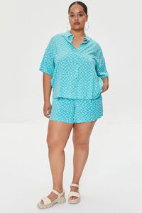 BLUE/SHERBERT Plus Size Wavy Checkered Shorts, image 5