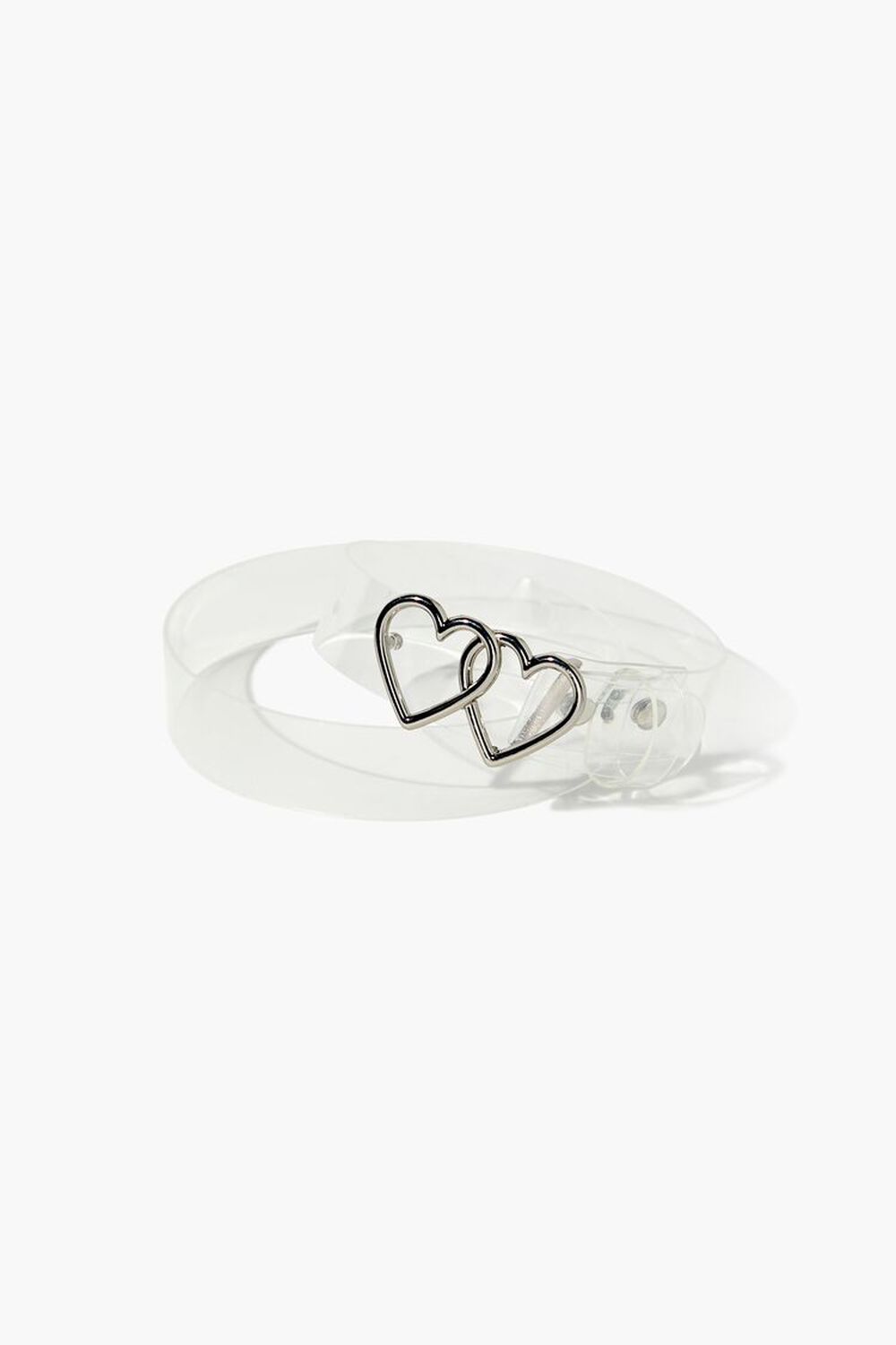 CLEAR/SILVER Clear Dual Heart-Buckle Belt, image 1