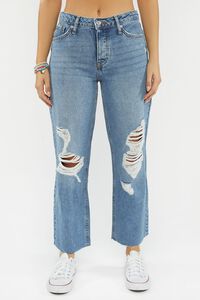 MEDIUM DENIM Recycled Cotton Distressed Mid-Rise Baggy Jeans, image 2