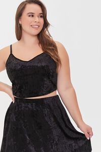 BLACK Plus Size Velvet Cami & Skirt Set, image 5