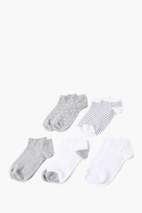 HEATHER GREY/WHITE Striped & Polka Dot Sock Set - 5 pack, image 2
