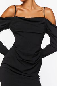 BLACK Crepe Open-Shoulder Mini Dress, image 5
