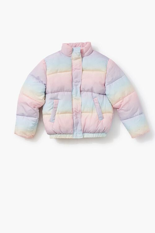 PINK/MULTI Girls Rainbow Puffer Jacket (Kids), image 1