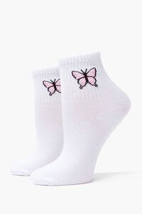 WHITE/MULTI Butterfly Crew Socks, image 1