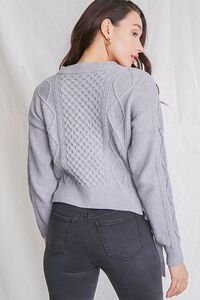 HEATHER GREY Cable Knit Self-Tie Sweater, image 3