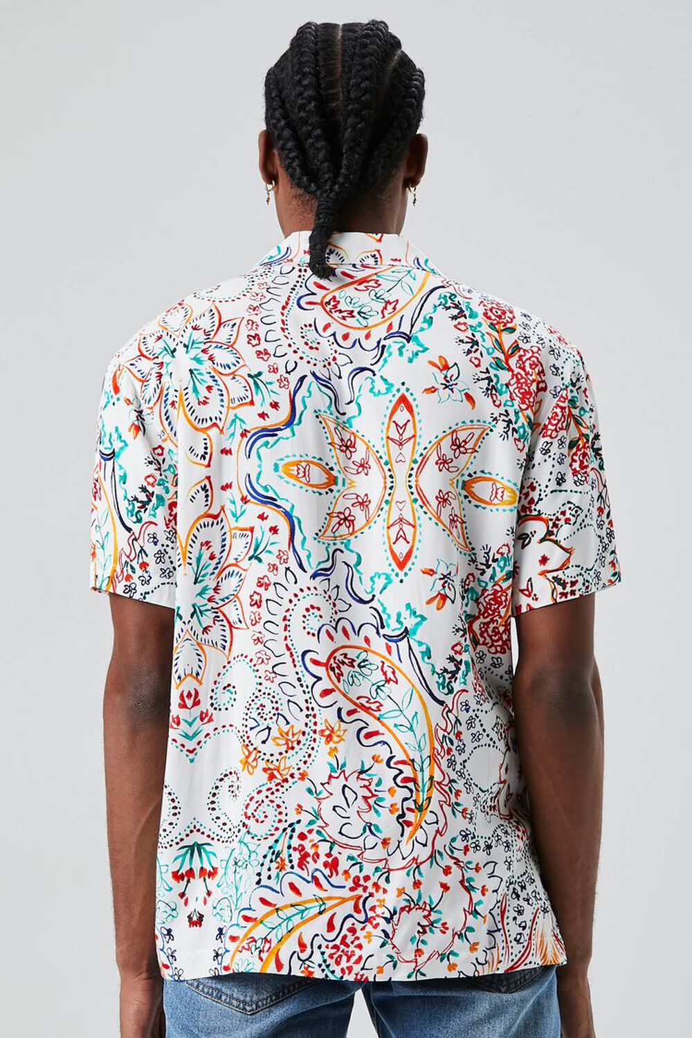 WHITE/MULTI Fitted Paisley Print Shirt, image 3