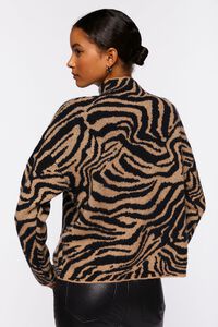 BLACK/TAN Zebra Print Mock Neck Sweater, image 3