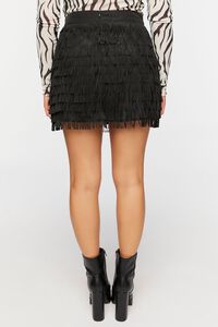 BLACK Tiered Fringe Mini Skirt, image 4