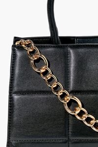 BLACK Quilted Faux Leather Satchel, image 6