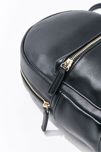 BLACK Small Faux Leather Backpack, image 4