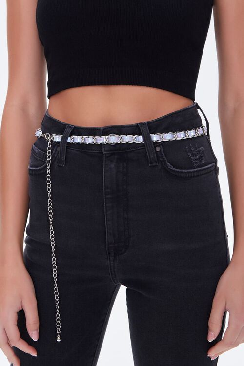 SILVER/MULTI Faux Patent Leather Chain Hip Belt, image 1