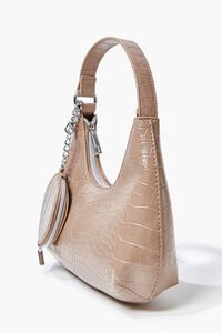 TAUPE Faux Croc Leather Shoulder Bag, image 2