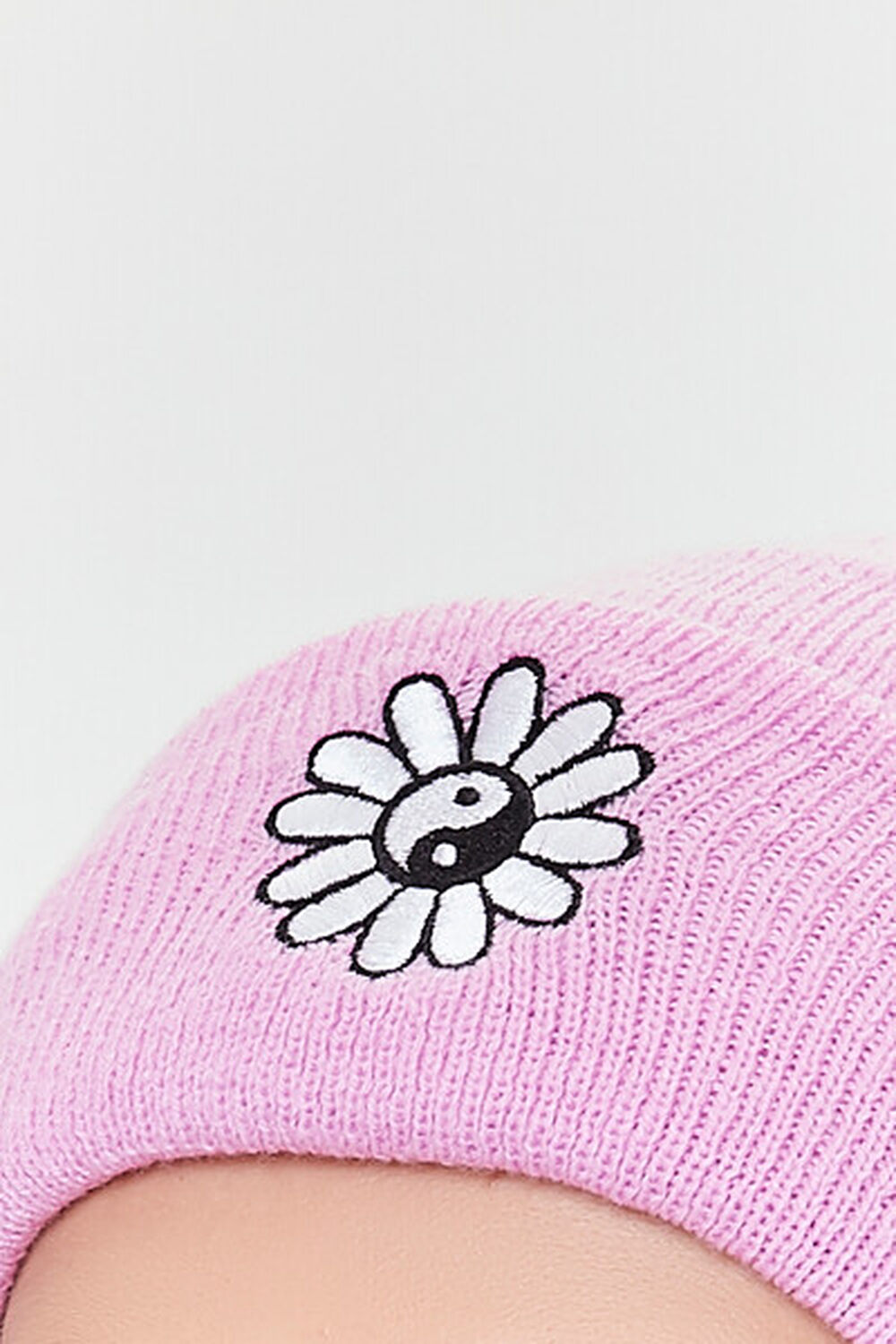 Embroidered Yin Yang Flower Beanie