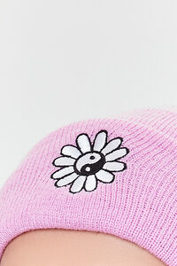 PINK/MULTI Embroidered Yin Yang Flower Beanie, image 2