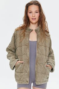 TAUPE Quilted Zip-Up Jacket, image 2