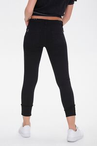 BLACK Distressed Cuffed Skinny Jeans, image 4