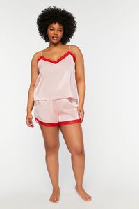 PINK/RED Plus Size Lace-Trim Cami & Shorts Pajama Set, image 4