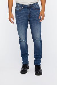 MEDIUM DENIM Distressed Slim-Fit Jeans, image 2
