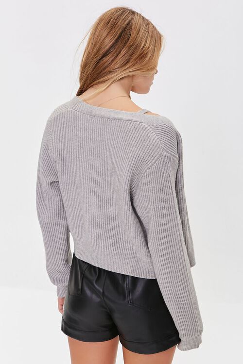 HEATHER GREY Plunging Cami & Cardigan Sweater Set, image 3