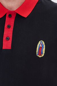 BLACK/RED Guadalupe Embroidered Graphic Polo, image 5