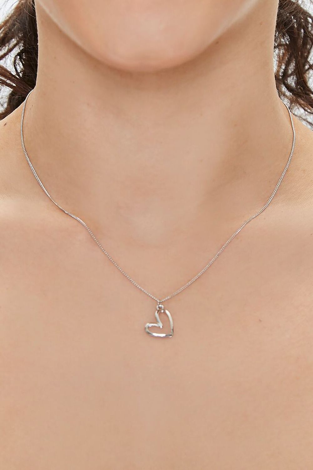 SILVER Cutout Heart Charm Necklace, image 1