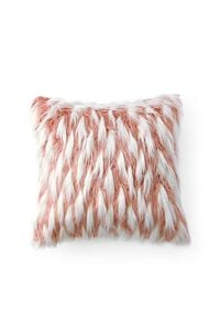 BLUSH/WHITE Faux Fur Throw Pillow, image 2