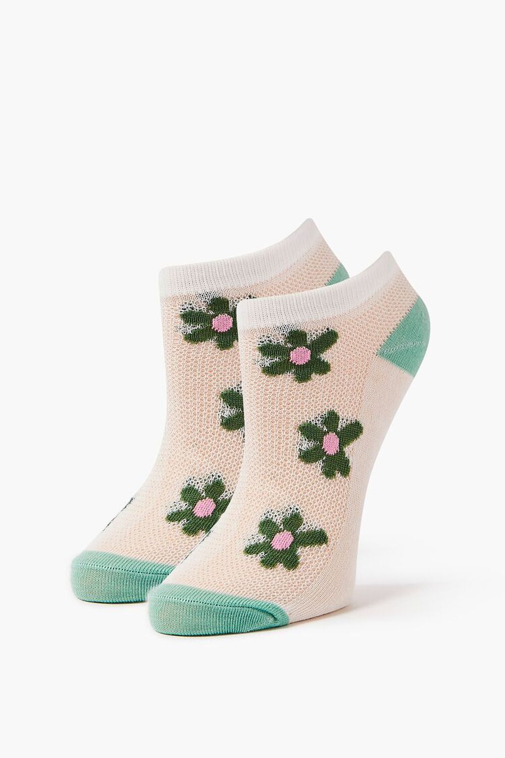 Floral Print Colorblock Ankle Socks, image 1