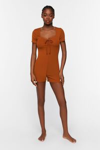 ROOT BEER Ruched Drawstring Lounge Romper, image 4