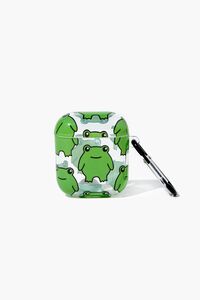 GREEN Frog Print Wireless Earbuds Case, image 1