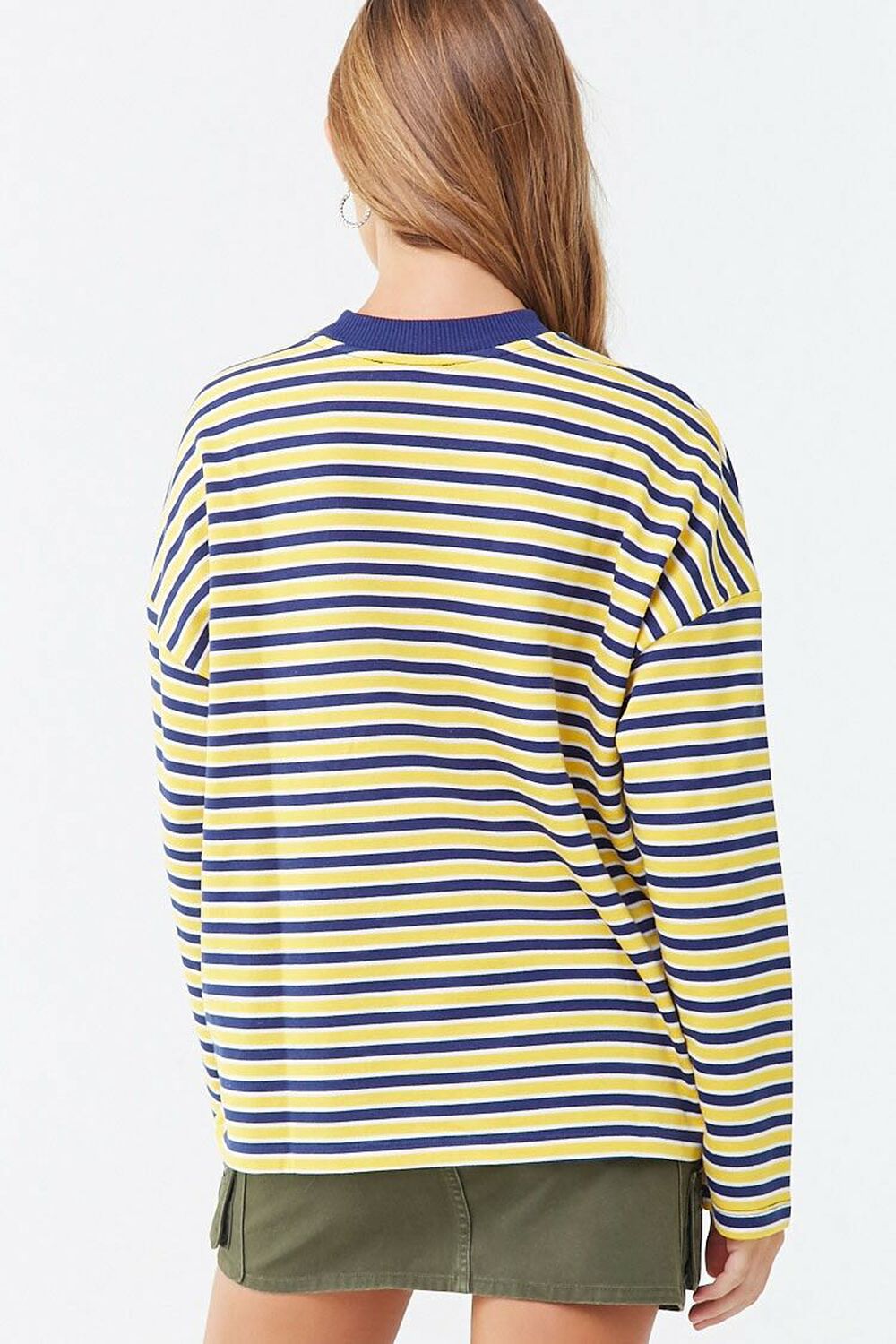 NAVY/YELLOW Striped Boxy Sweatshirt, image 3