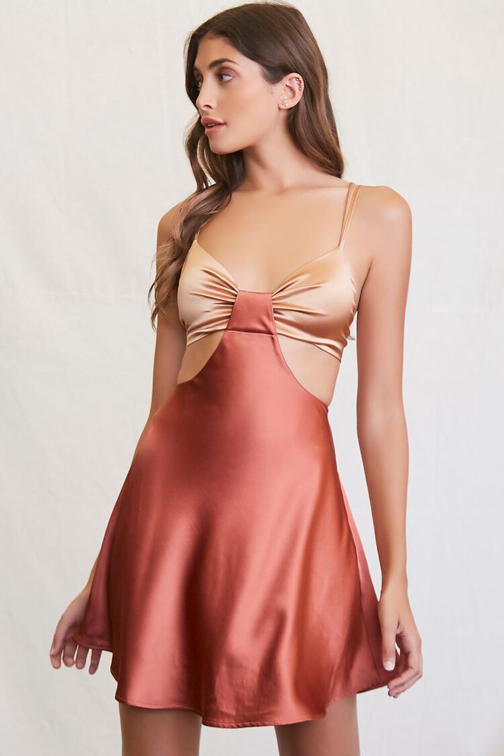 BLUSH/ROSE Satin Cutout Mini Dress, image 1