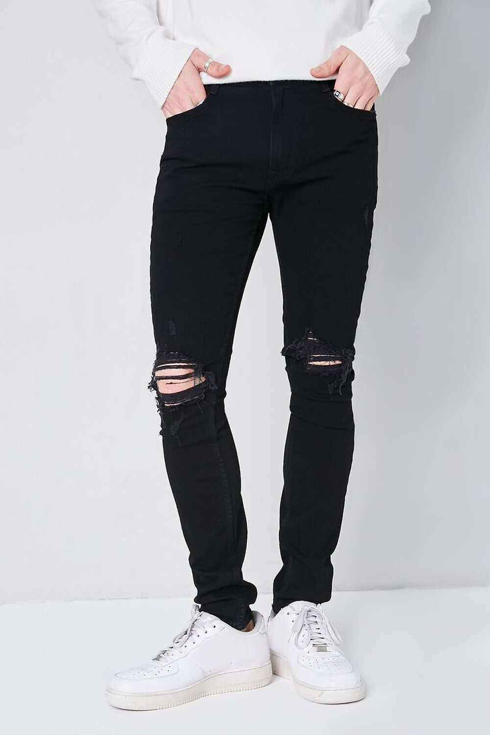 BLACK Premium Distressed Skinny Jeans, image 2